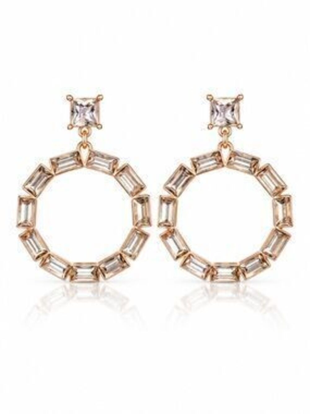 Gold-Tone Crystals Drop Earrings